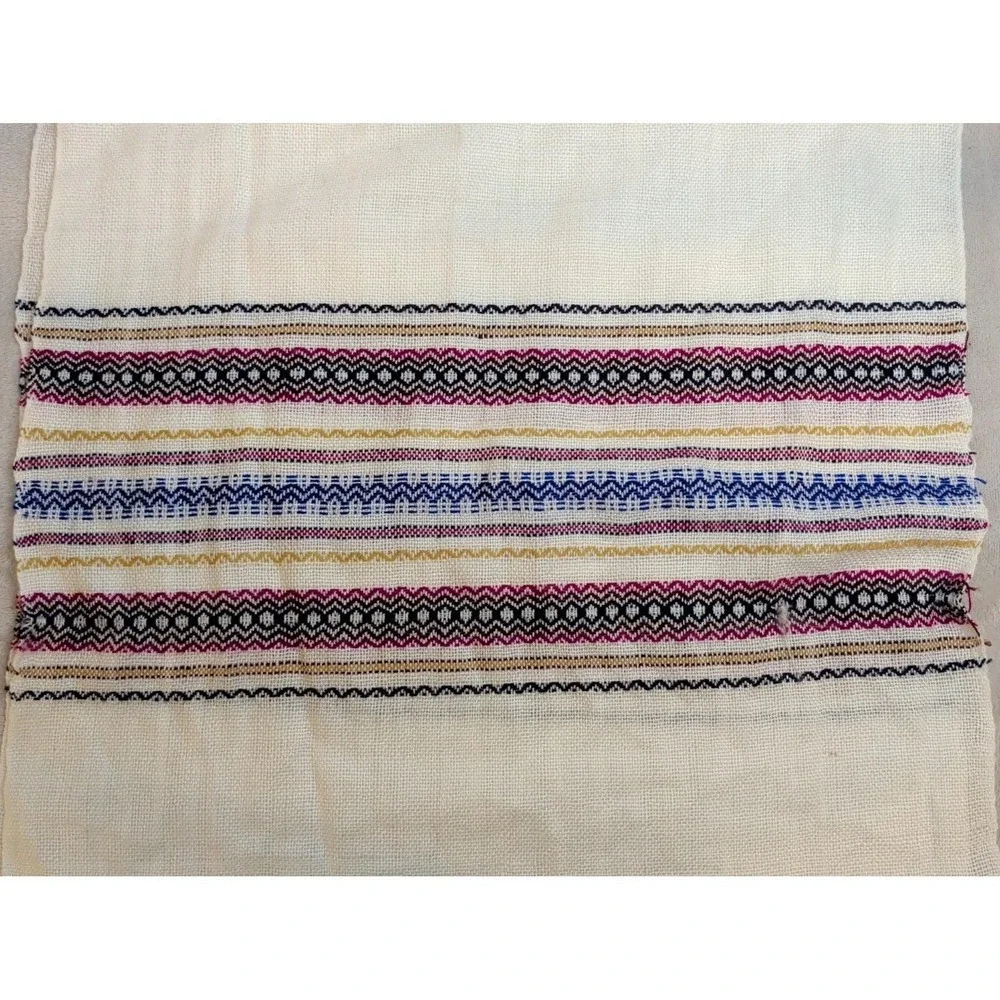 Vintage Woven Hand Towel Fringe Tribal Stripe Cotton Boho 36